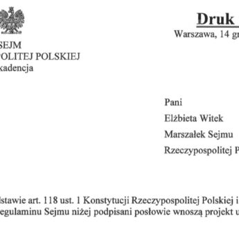 Projekt ustawy segregacyjnej PiS złożony w sejmie!